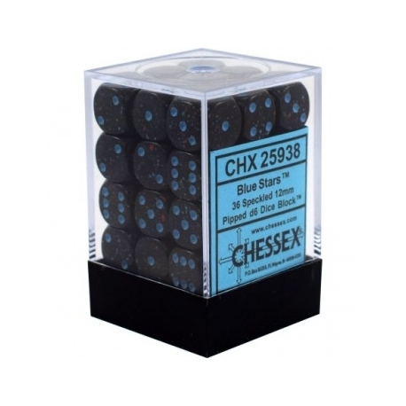 Chessex Speckled 12mm d6 Dice Blocks with Pips (36 Dice) - Blue Stars
