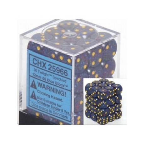 Chessex Speckled 12mm d6 Dice Blocks with Pips (36 Dice) - Twilight