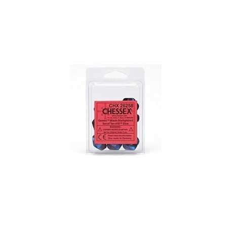 Chessex Gemini Polyhedral Ten d10 Sets - Black-Starlight w/red