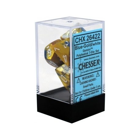 Chessex Gemini Polyhedral 7-Die Set - Blue-Gold w/white