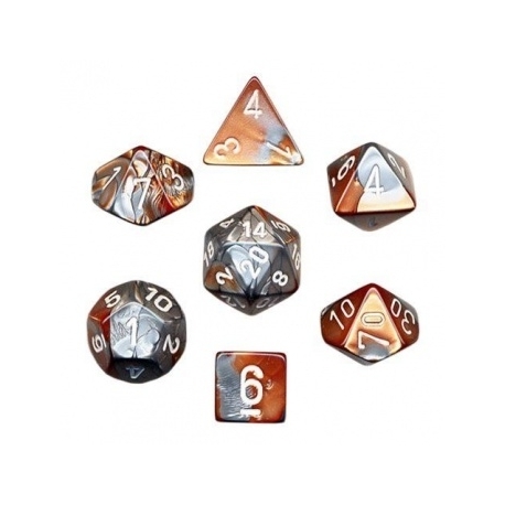 Chessex Gemini Polyhedral 7-Die Set - Copper-Steel w/white