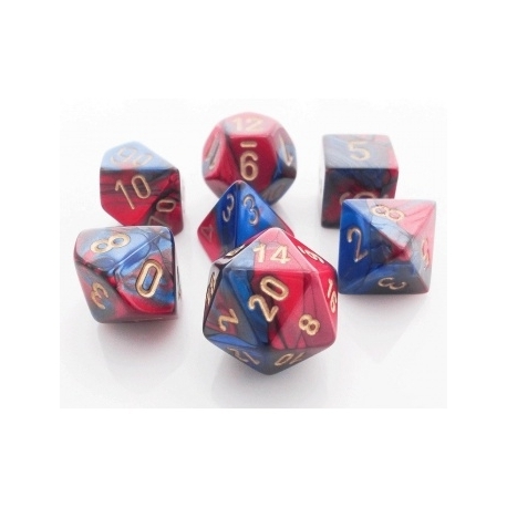 Chessex Gemini Polyhedral 7-Die Set - Blue-Red w/gold