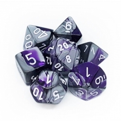 Chessex Gemini Polyhedral 7-Die Set - Purple-Steel w/white