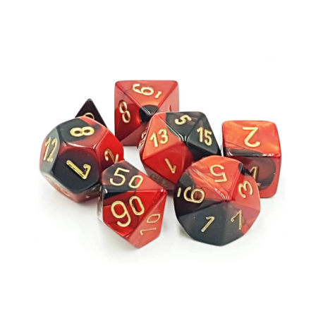 Chessex Gemini Polyhedral 7-Die Set - Black-Red w/gold