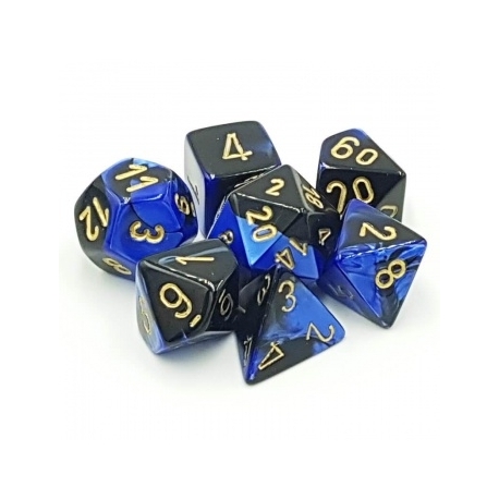 Chessex Gemini Polyhedral 7-Die Set - Black-Blue w/gold
