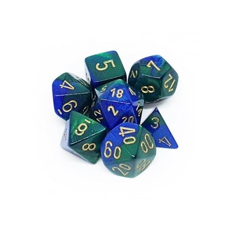 Chessex Gemini Polyhedral 7-Die Set - Blue-Green w/gold