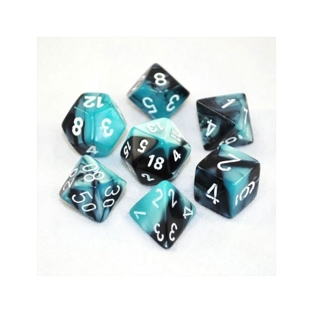 Chessex Gemini Polyhedral 7-Die Set - Black-Shell w/white