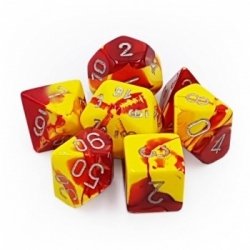 Chessex Gemini Polyhedral 7-Die Set - Red-Yellow w/silver