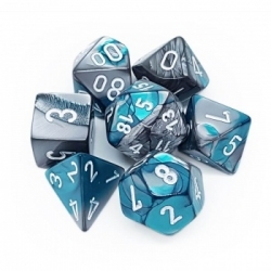 Chessex Gemini Poliédrico 7-Die Set - Steel-Teal w/white