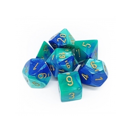 Chessex Gemini Polyhedral 7-Die Set - Blue-Teal w/gold