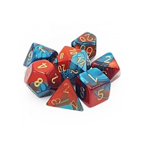 Chessex Gemini Polyhedral 7-Die Set - Red-Teal with gold
