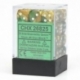 Chessex Gemini 12mm d6 Dice Blocks with pips Dice Blocks (36 Dice) - Gold-Green w/white