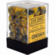 Chessex Gemini 12mm d6 Dice Blocks with pips Dice Blocks (36 Dice) - Black-Gold w/silver