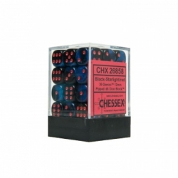 Chessex Gemini 12mm d6 Dice Blocks with pips Dice Blocks (36 Dice) - Black-Starlight w/red