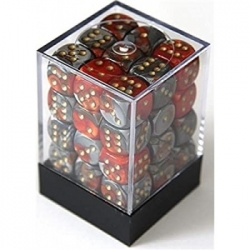 Chessex Gemini 12mm d6 Dice Blocks with pips Dice Blocks (36 Dice) - Orange-Steel w/gold