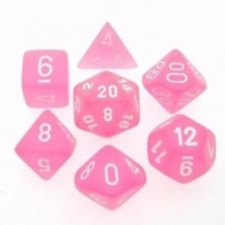 Chessex Frosted Polyhedral 7-Die Set - Pink w/white
