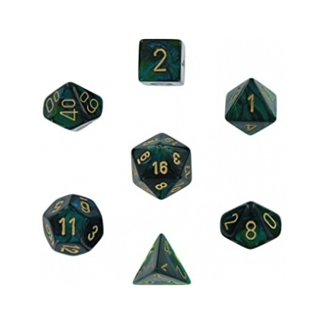 Chessex Scarab 7-Die Set - Jade w/gold