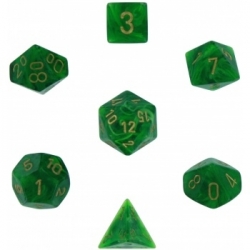 Chessex Vortex 7-Die Set - Green w/gold