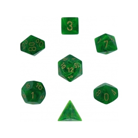 Chessex Vortex 7-Die Set - Green w/gold