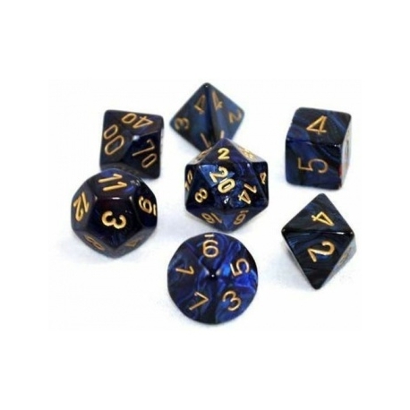Chessex Scarab 7-Die Set - Royal Blue w/gold