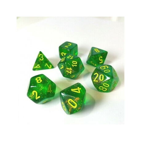 Chessex Borealis Polyhedral 7-Die Set - Maple Green w/yellow
