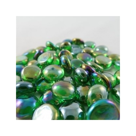 Chessex Gaming Glass Stones in Tube - Iridized Crystal Green (40)