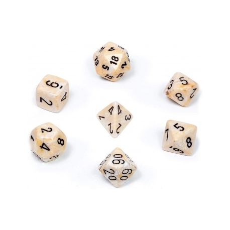 Chessex Marble 7-Die Set - Ivory w/black