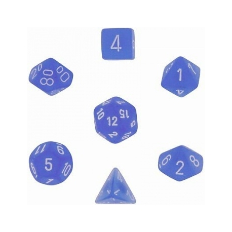 Chessex Frosted 7-Die Set - Blue w/white