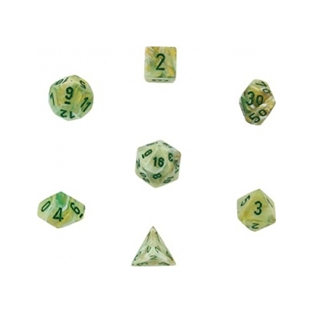 Chessex Marble 7-Die Set - Green w/dark green