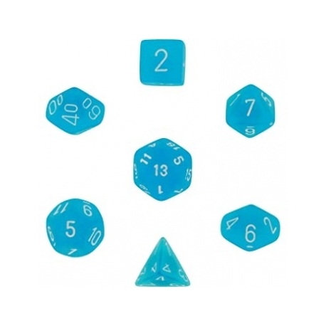 Chessex Frosted 7-Die Set - Carribean Blue w/white