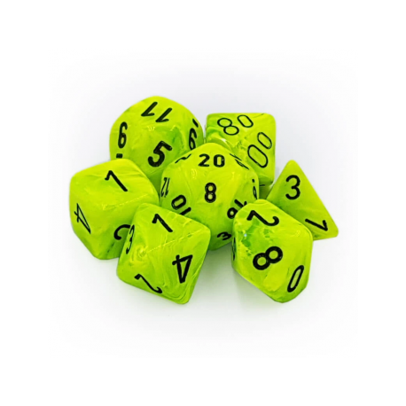Chessex Vortex 7-Die Set - Bright Green w/black