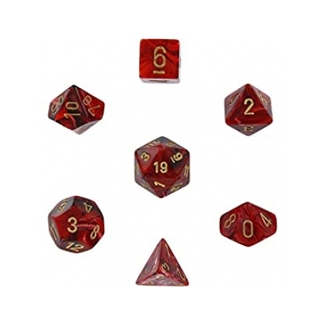 Chessex Vortex 7-Die Set - Burgundy w/gold