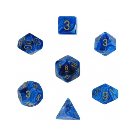 Chessex Vortex 7-Die Set - Blue w/gold