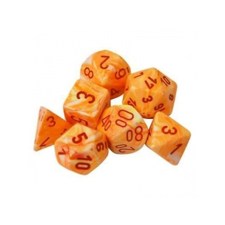 Chessex Festive Polyhedral 7-Die Set - Sunburst w/red