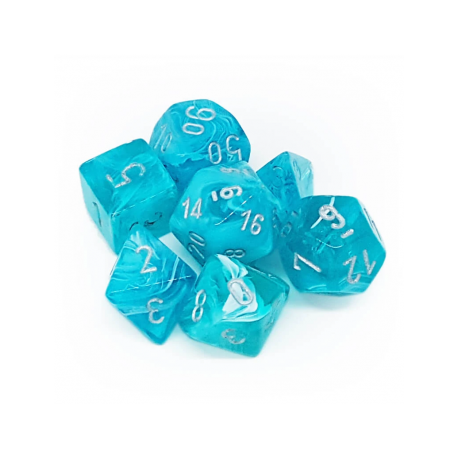 Chessex Circus 7-Die Set - Aqua w/silver