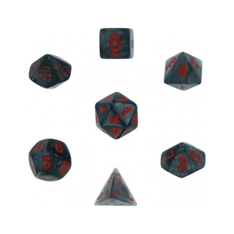 Chessex Velvet 7-Die Set - Black w/red