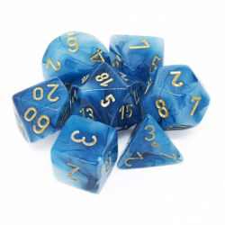 Chessex Phantom 7-Die Set - Teal w/gold