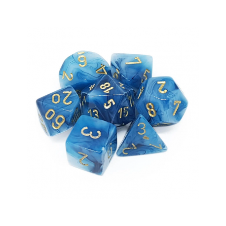 Chessex Phantom 7-Die Set - Teal w/gold