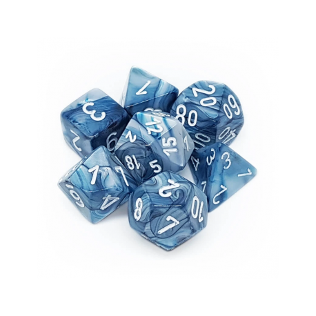 Chessex Lustrous 7-Die Set - Slate w/white