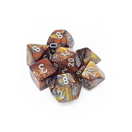 Chessex Lustrous 7-Die Set - Gold w/silver