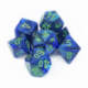 Chessex Lustrous 7-Die Set - Dark Blue w/green