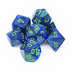 Chessex Lustrous 7-Die Set - Dark Blue w/green