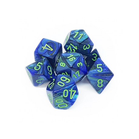 Chessex Lustrous 7-Die Set - Dark Blue w/green