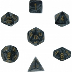 Chessex Lustrous 7-Die Set - Black w/gold