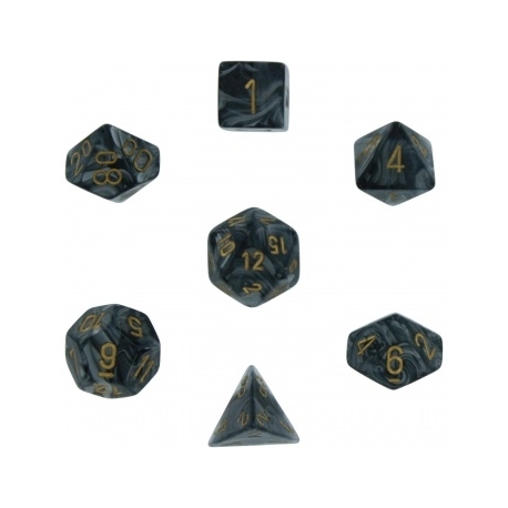 Chessex Lustrous 7-Die Set - Black w/gold