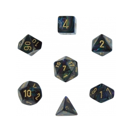 Chessex Lustrous 7-Die Set - Shadow w/gold