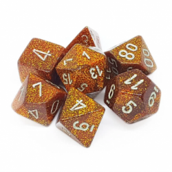 Chessex Glitter Polyhedral 7-Die Set - Gold w/silver