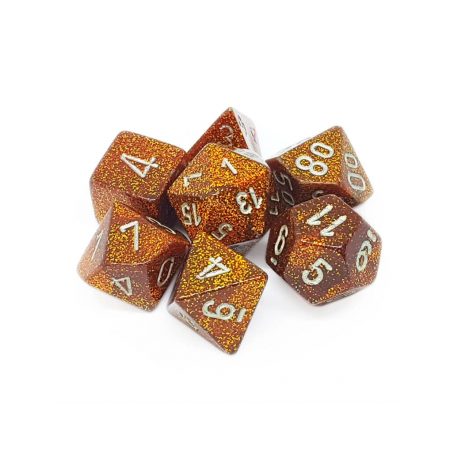 Chessex Glitter Polyhedral 7-Die Set - Gold w/silver