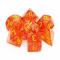 Chessex Ghostly Glow 7-Die Set - Orange w/yellow