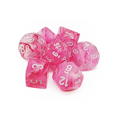 Chessex Ghostly Glow 7-Die Set - Pink w/silver